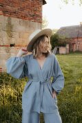 Kimono lniane niebieskie- wybór kolorów!